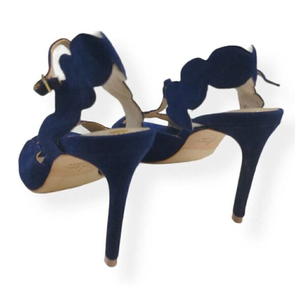 Boden Cecile Blue Heels Size 37 Blue Suede Leather‎ - Picture 2 of 5